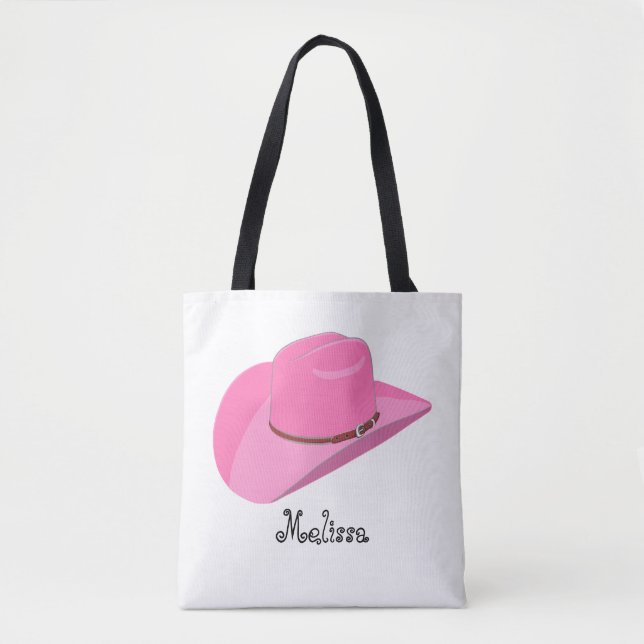 Pink cowgirl princess hat tote bag (Front)
