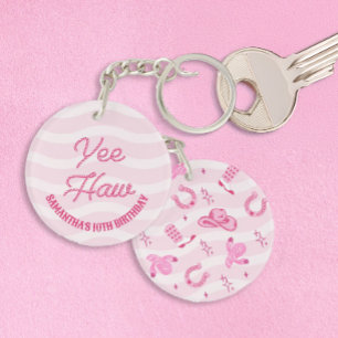 Pink Cowgirl Rodeo Birthday  Key Ring