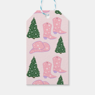 Pink Cowgirl Rodeo Hat Christmas Tree  Gift Tags