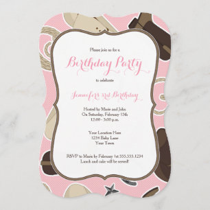 Pink Cowgirl Theme Birthday Party Invitation