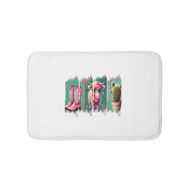 Pink Cowgirl Valentine , Heart  Bath Mat (Front)