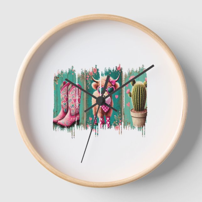 Pink Cowgirl Valentine , Heart  Clock (Front)