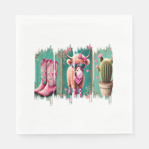 Pink Cowgirl Valentine , Heart  Napkin