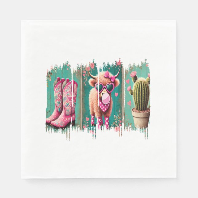 Pink Cowgirl Valentine , Heart  Napkin (Front)