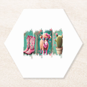 Pink Cowgirl Valentine , Heart  Paper Coaster
