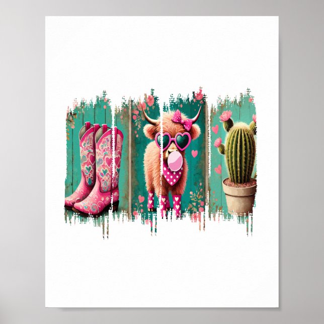 Pink Cowgirl Valentine , Heart  Poster (Front)