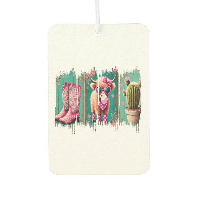 Pink Cowgirl Valentine Png, Heart Png Car Air Freshener (Front)