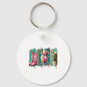 Pink Cowgirl Valentine Png, Heart Png Key Ring