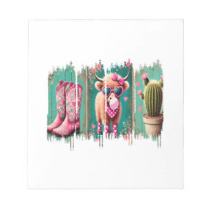 Pink Cowgirl Valentine Png, Heart Png Notepad