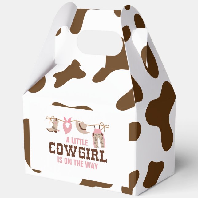 Pink Cowgirl Western Baby Shower Favour Box (Front)
