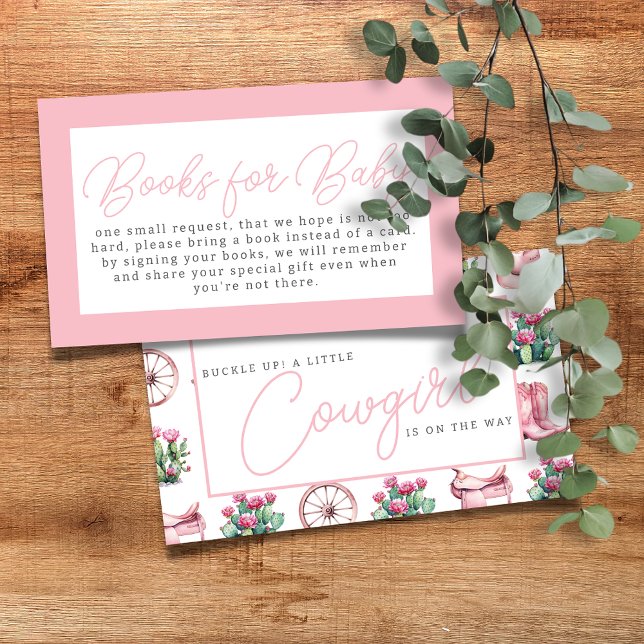 Pink Cowgirl Western Cactus Books for Baby Enclosure Card (Creator Uploaded)