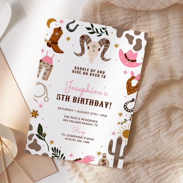 Pink Cowgirl Western Rodeo Birthday Invitation (Creator Uploaded)