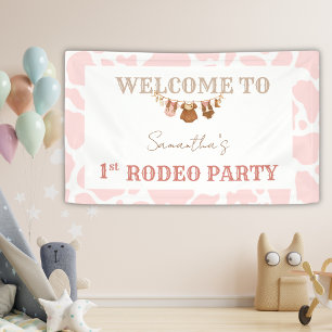 Pink Cowgirl Western Rodeo Birthday Welcome Banner