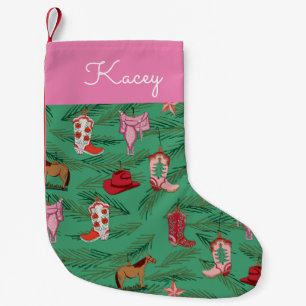 Pink Cowgirl Yeehaw Christmas Stocking