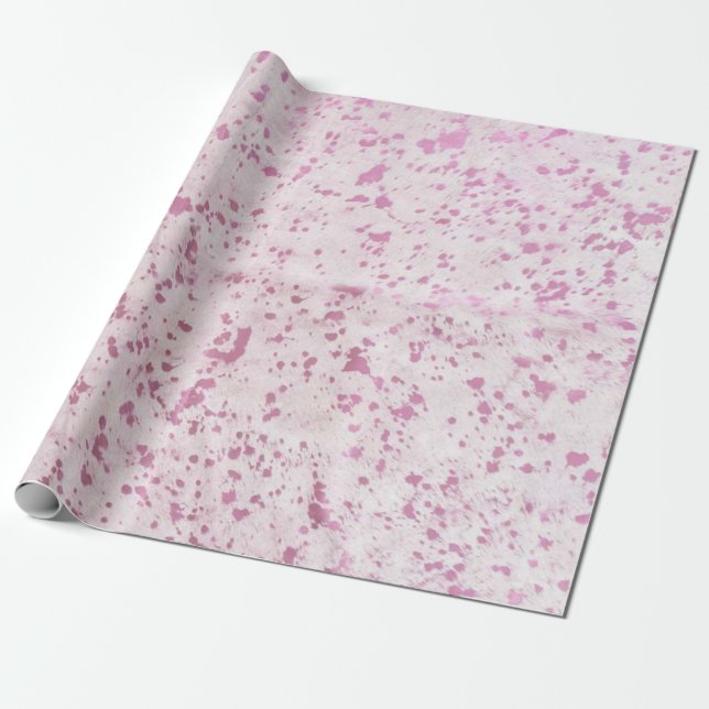 Pink Cowhide Print wrapping paper (Unrolled)