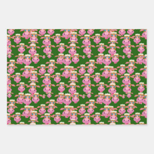 Pink Cows Wrapping Paper Sheet