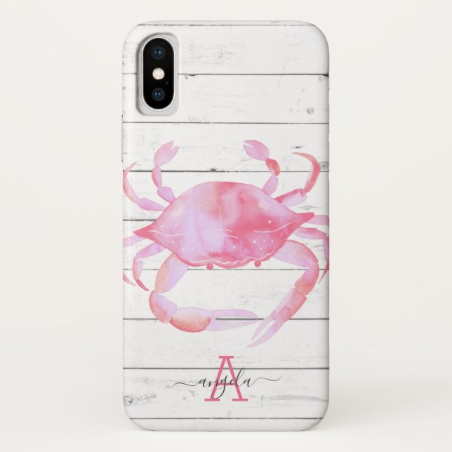 Pink Crab Beach Wood Design Case-Mate iPhone Case (Back)