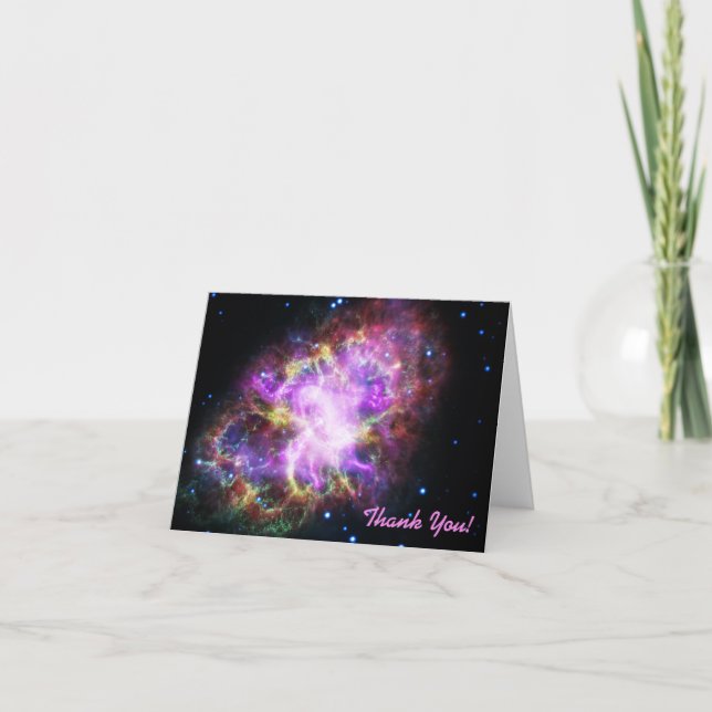 Pink Crab Nebula Space Image Thank You Card (Front)