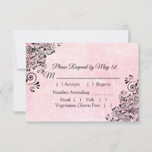 Pink Crackle Wedding RSVP card