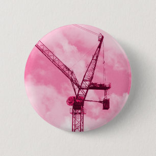 Pink Crane 6 Cm Round Badge
