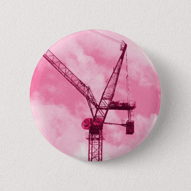 Pink Crane 6 Cm Round Badge (Front)