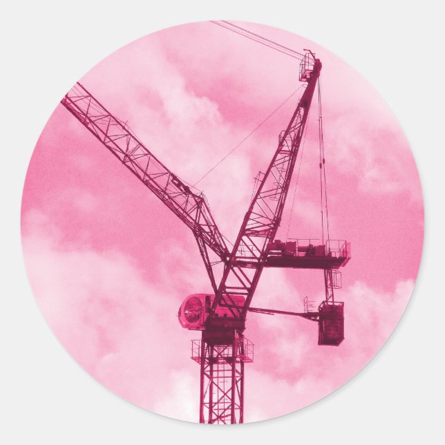 Pink Crane Classic Round Sticker (Front)
