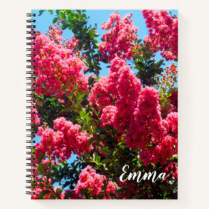 Pink Crape Myrtle Tree Flowers Photography Notebook
