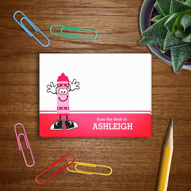 Pink Crayon Personalised Post-it Notes (Creator Uploaded)