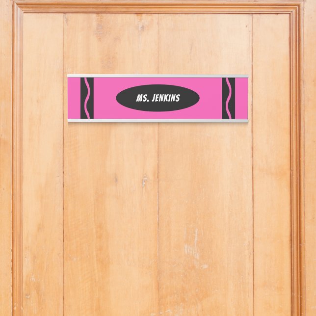Pink Crayon Teacher Door Sign (Pink Crayon Teacher Door Sign)