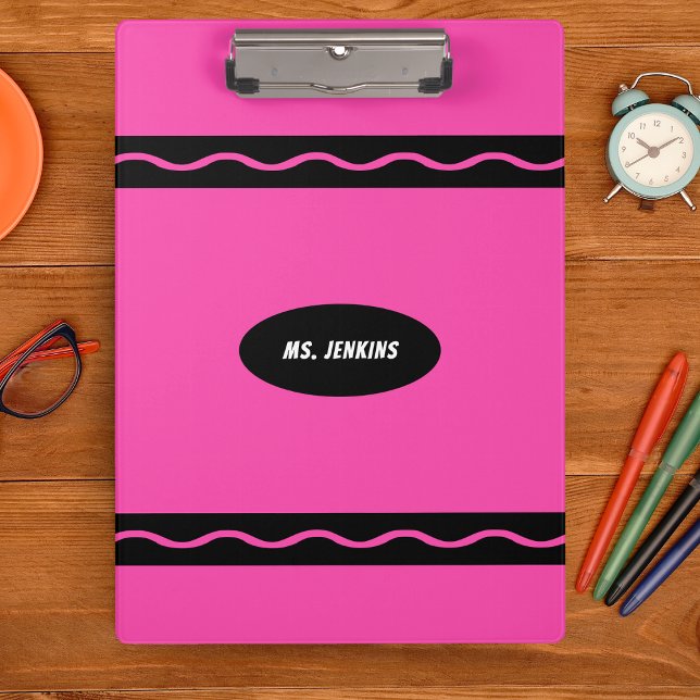 Pink Crayon Teacher School Student Clipboard (Pink Crayon Teacher School Student Clipboard)