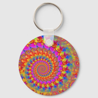 Pink Crazy Fractal Key Ring