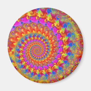 Pink Crazy Fractal Magnet