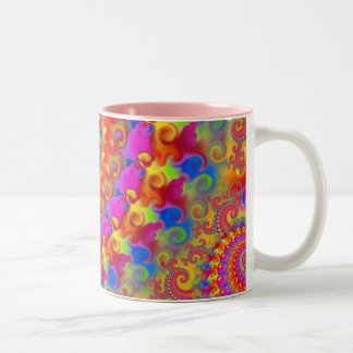 Pink Crazy Fractal Two-Tone Coffee Mug