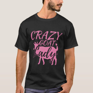 Pink Crazy Goat Lady Heart Love Design Funny Gift T-Shirt