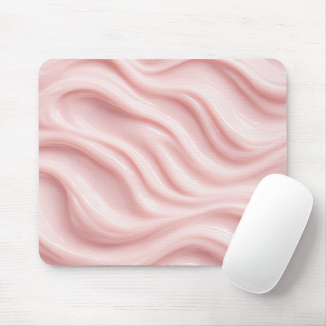 Pink Cream Abstract Pattern Mouse Mat (With Mouse)