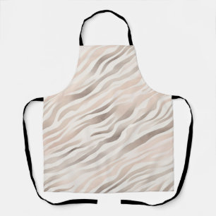 Pink Cream Beige Zebra Animal Print Apron