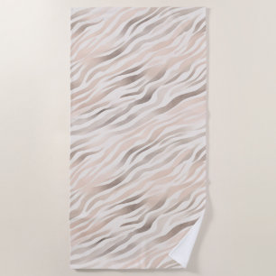 Pink Cream Beige Zebra Animal Print Beach Towel
