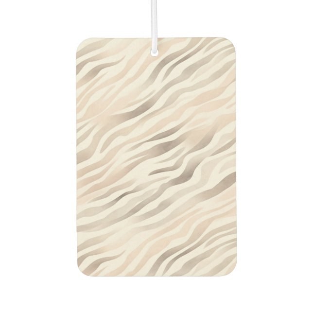 Pink Cream Beige Zebra Animal Print Car Air Freshener (Front)