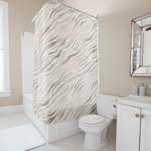 Pink Cream Beige Zebra Animal Print Shower Curtain