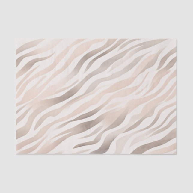 Pink Cream Beige Zebra Animal Print Tissue Paper (Front)