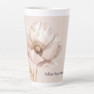 Pink Cream Blush Flower Latte Mug