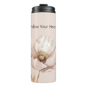Pink Cream Blush Flower Thermal Tumbler