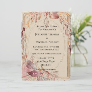 Pink Cream Boho Wedding Arch Invitation