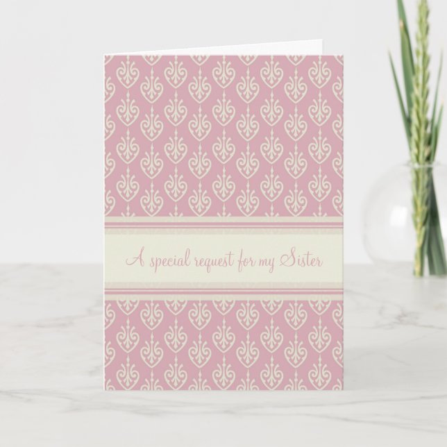 Pink Cream Bridesmaid Sister Invitation Card (Front)