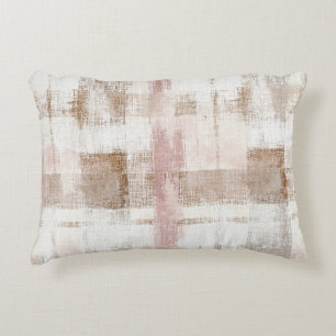 Pink Cream Brown Abstract Stripes Decorative Cushion
