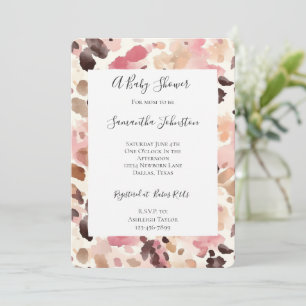 Pink Cream Brown Leopard Animal Print Baby Shower Invitation