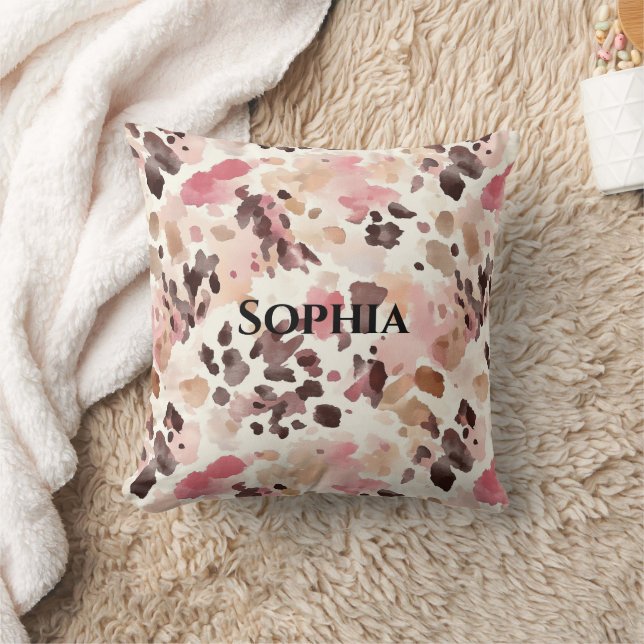 Pink Cream Brown Leopard Christmas Cushion (Blanket)