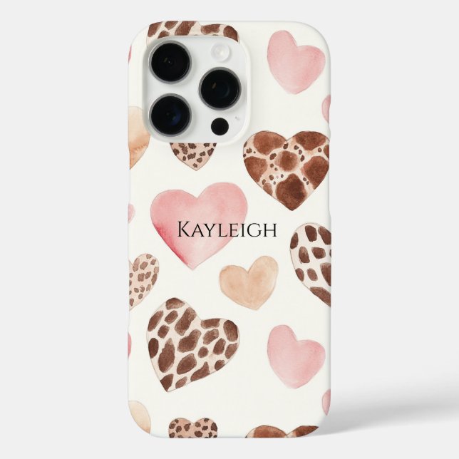 Pink Cream Brown Leopard Hearts   Case-Mate iPhone Case (Back)
