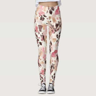 Pink Cream Brown Leopard  Leggings