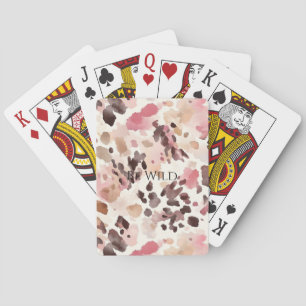 Pink Cream Brown Leopard Playing Cards